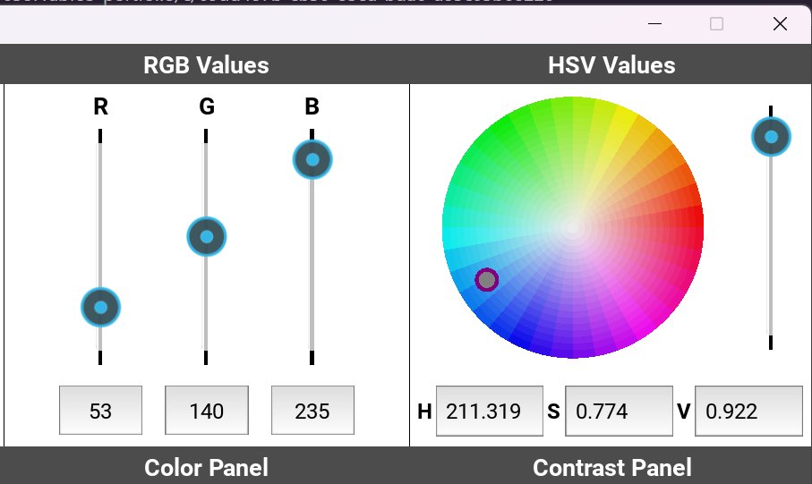 RGB and HSV panels in the color model converter