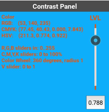 Contrast adjustment panel in the color model converter